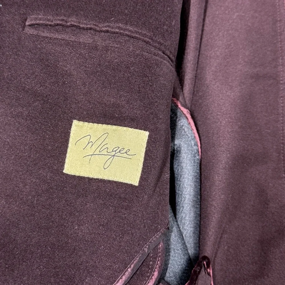 Magee Mens Burgundy Soft Brushed Cotton 3 Button Blazer Jacket 44R Plum Velvet